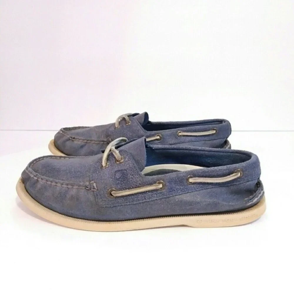 Sperry Men's Sperrys boat shoes Blue Suede size 8.5 boat shoes deck moc loafer